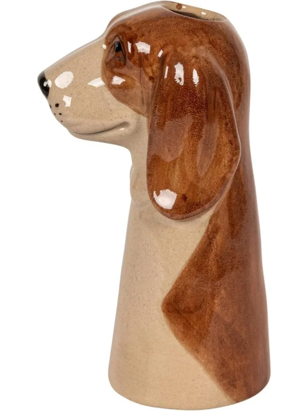 Hand-Painted 4-Piece Stoneware Dog Head Vase Set | Colorful Home Decor Accent